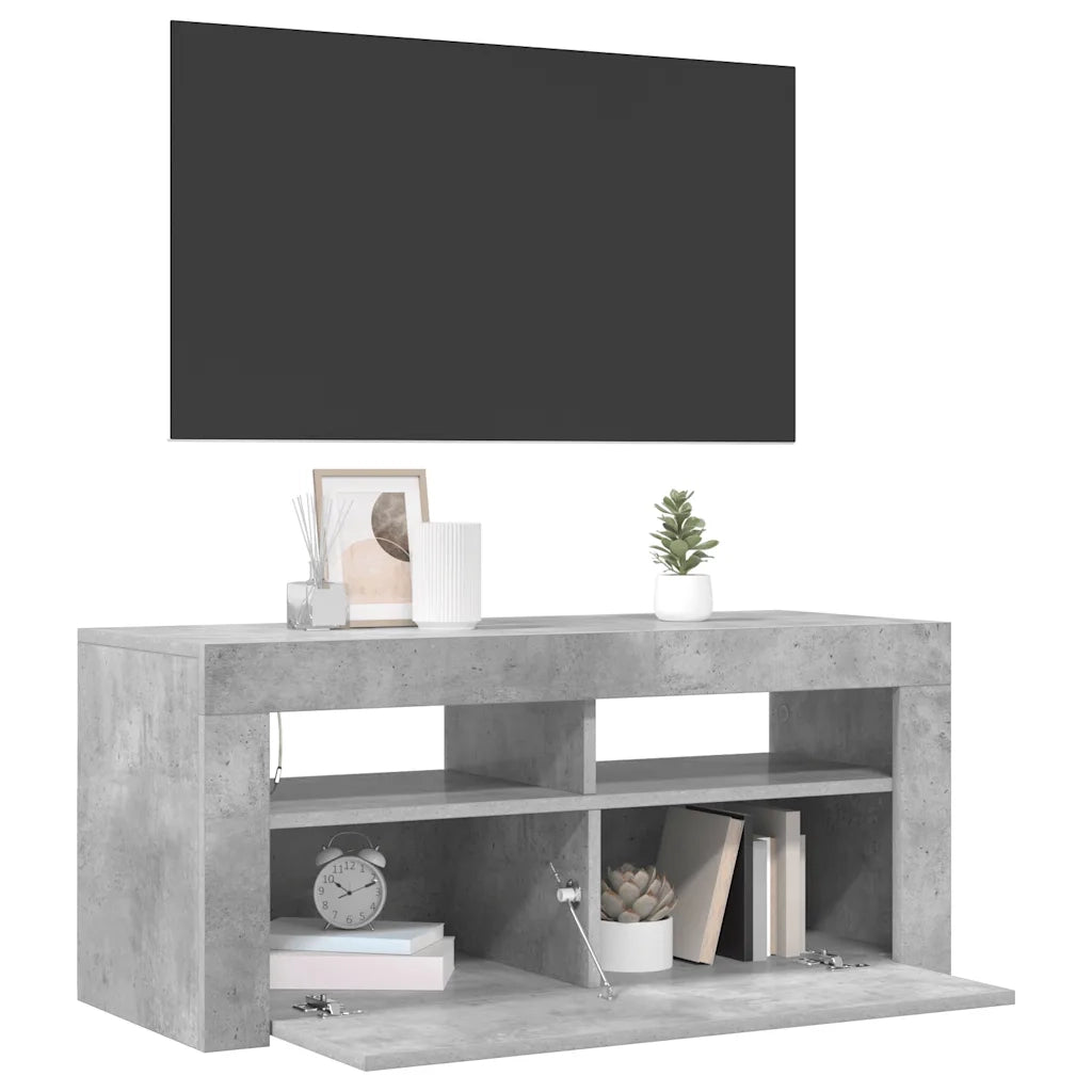 Mobile Porta TV con Luci LED Grigio Cemento 90x35x40 cm cod mxl 34014