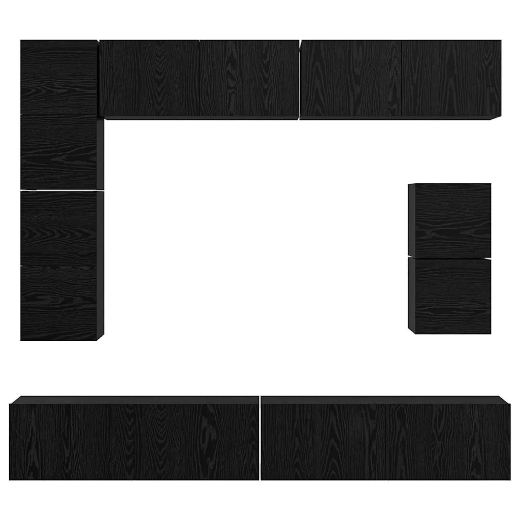 Set mobile TV 8 pcs Rovere Nero Legno multistrato 3393295