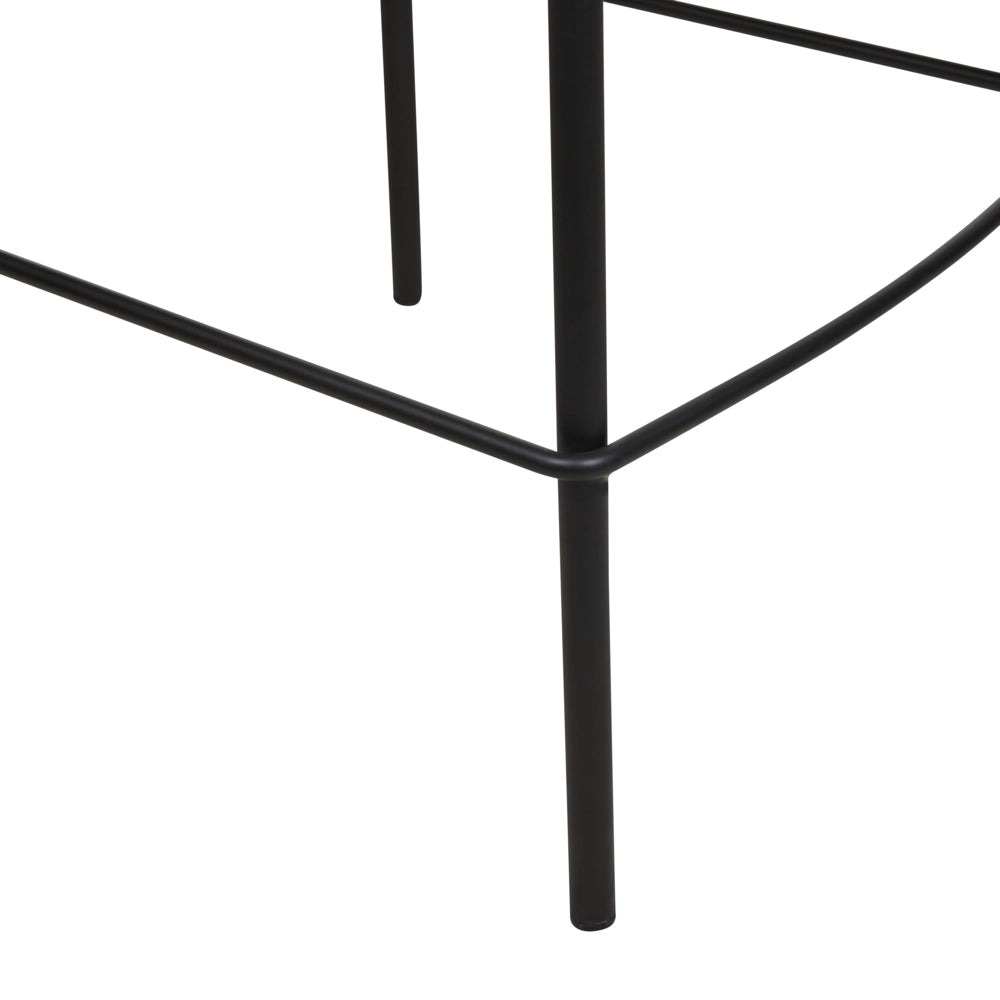 Set di 2 sedie da bar Rivestimento in tessuto beige chiaro Gambe in metallo nero Sgabelli senza braccioli Schienale curvo Sala da pranzo moderna Cucina