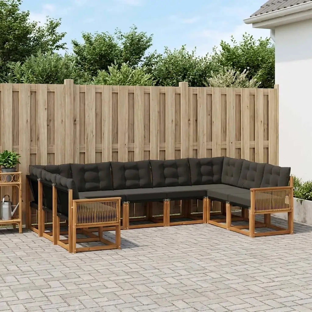 Set di divani da esterno con cuscino 9 pcs Naturale e Nero 3382212