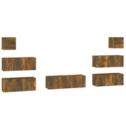 Set di mobili credenza credenza TV televisione soggiorno camera da letto soggiorno 7 pezzi rovere affumicato multistrato marrone 02_0025201