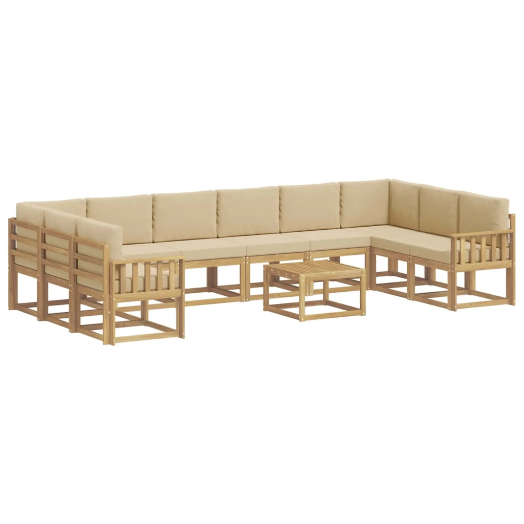 Set di divani da esterno 11 pz Bianco e Beige 3388322