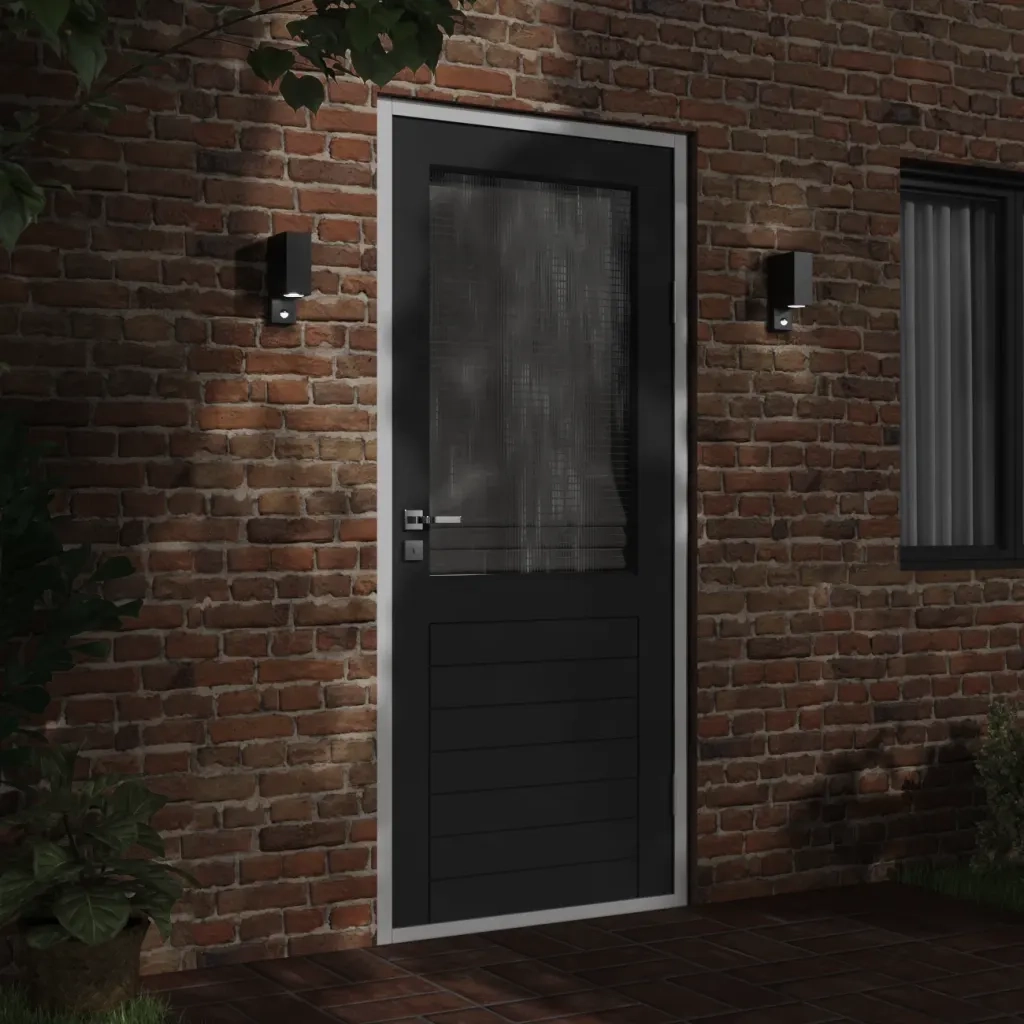 vidaXL Applique con Sensore Nera in Alluminio Pressofuso