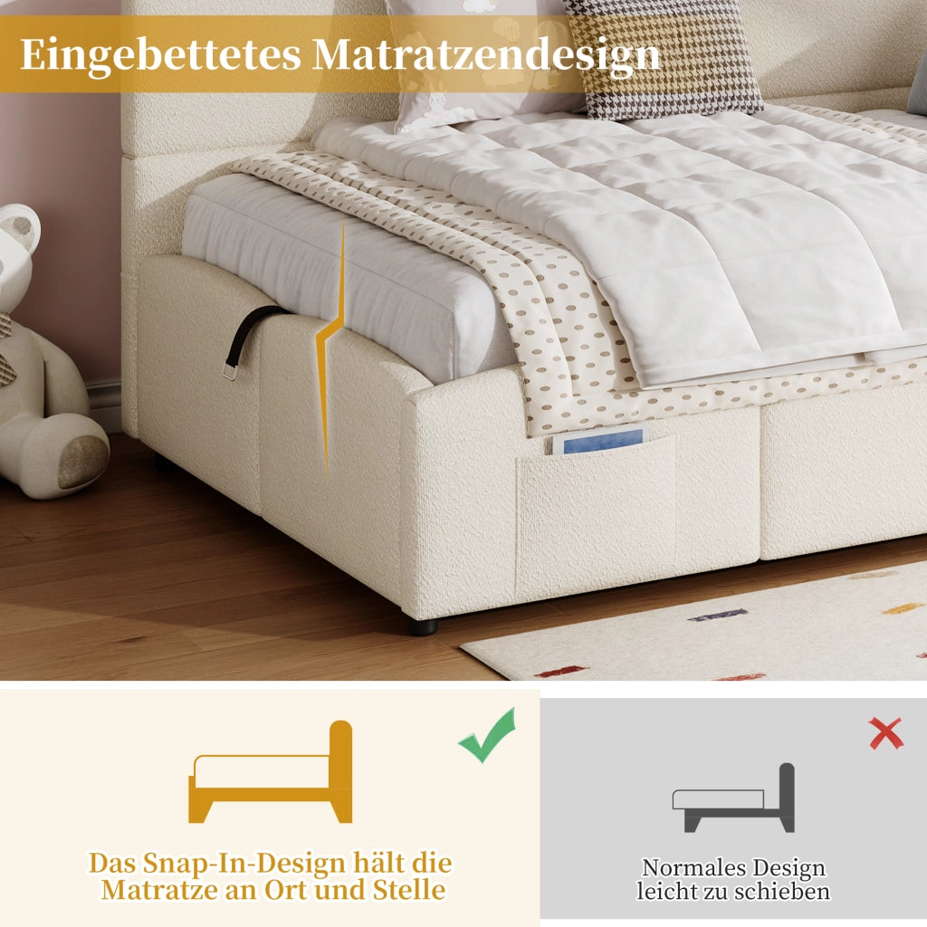 Letto con stoccaggio idraulico Bouclé 90x200 cm