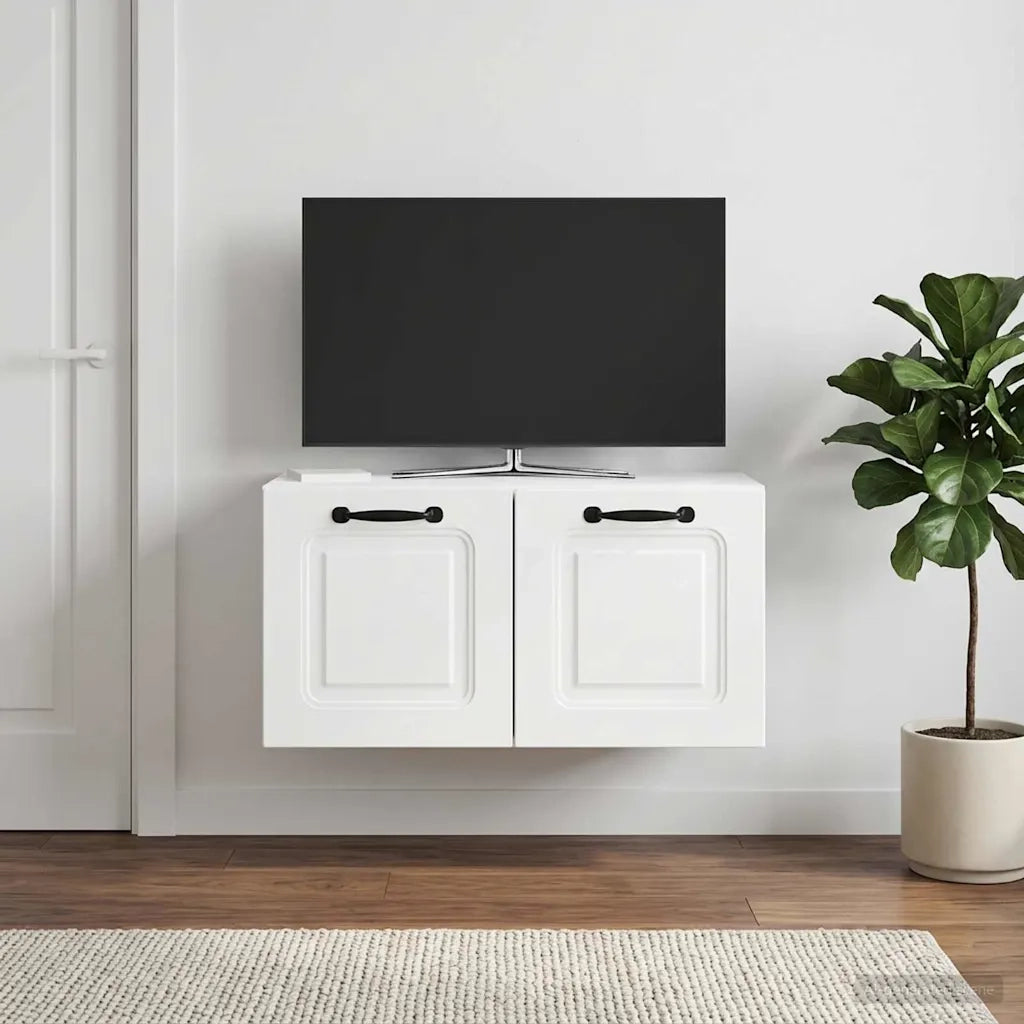 Mobile Porta TV da Muro Bianco Lucido 59,5 x 31 x 30 cm 899389