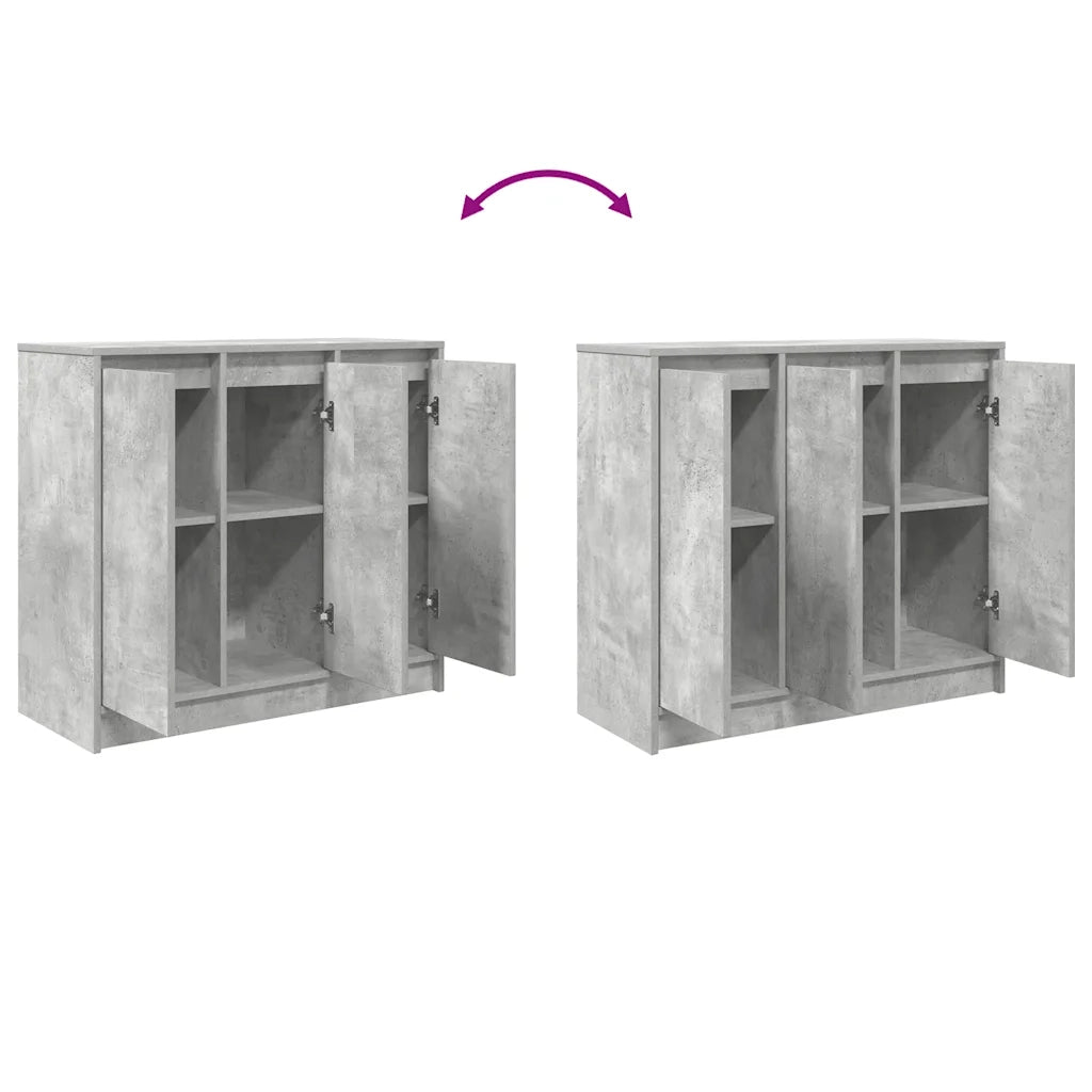 Credenza Grigio Cemento 85x34x76 cm in Legno Multistrato
