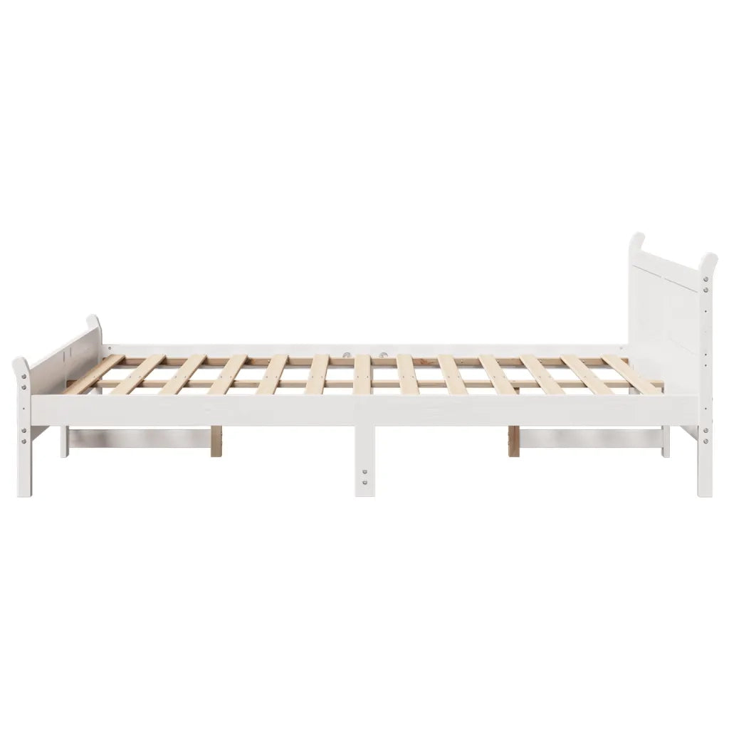 Letto senza Materasso Bianco 160x200 cm Legno Massello di Pino 855586