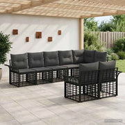 Set di divani da esterno 8 pz Nero e Grigio scuro polyrattan 3437729