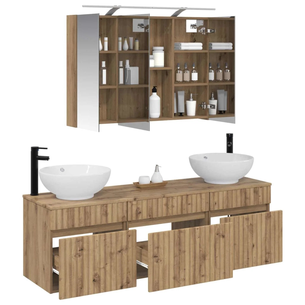 Set di Armadi da Bagno 4 pcs Rovere Artigianale 3406622