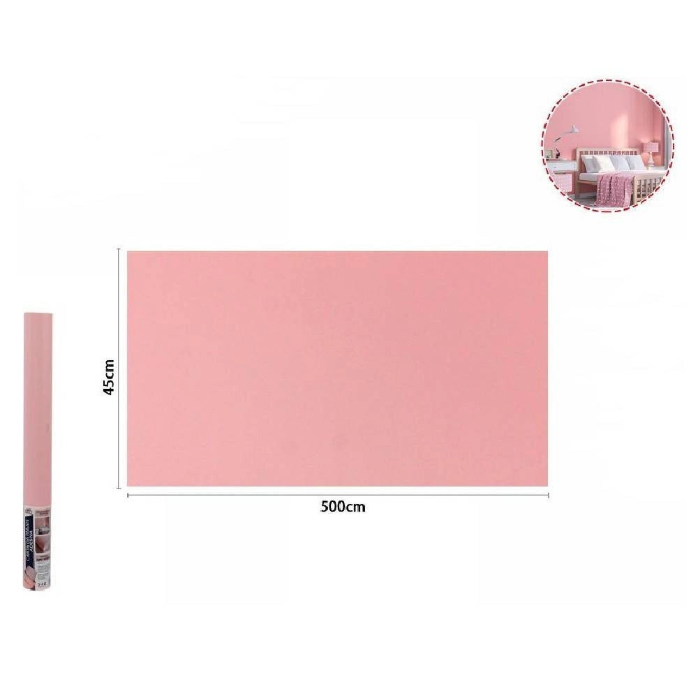 Trade Shop - Rotolo Pellicola Adesiva Colore Rosa 45cm X 5mt Per Mobili Carta Da Parati 71124 -