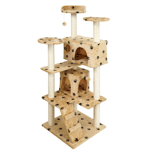 Albero tiragraffi per gatti beige con zampe 130 cm Albero per arrampicarsi Tiragraffi Gatto