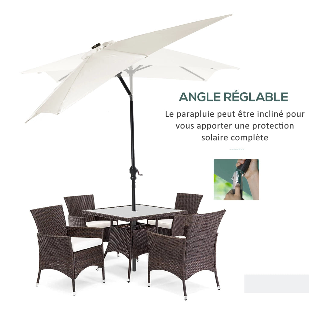 Parasole da giardino rettangolare 3x2m inclinabile LED solare ¨C zephmum ¨C acciaio poliestere crema