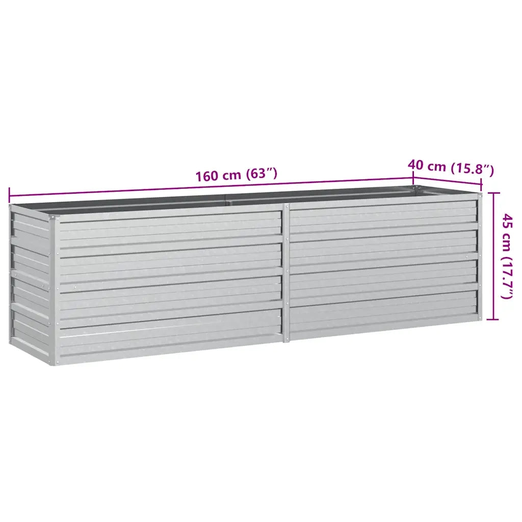 Letto Rialzato Giardino 160x40x45 cm in Acciaio Zincato Argento 316895