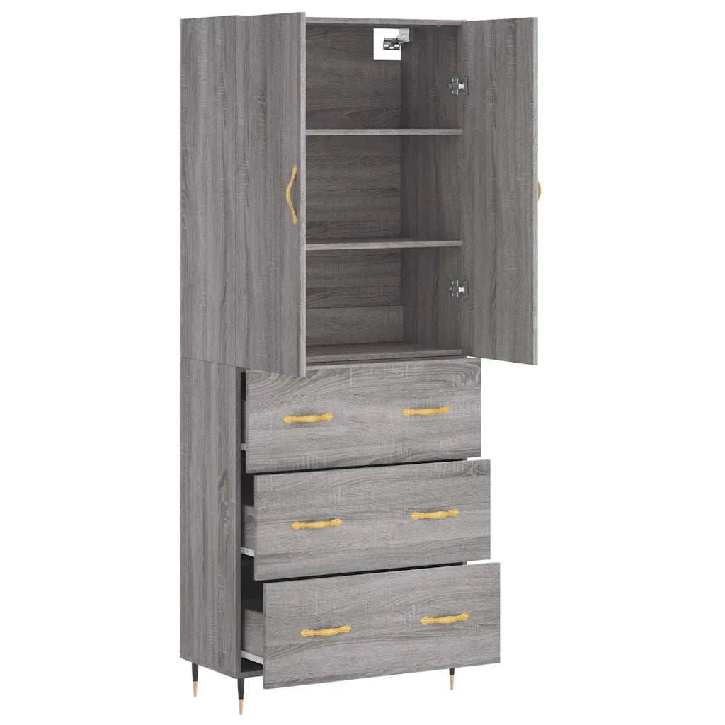 Credenza Grigio Sonoma 69,5x34x180 cm in Legno Multistrato 3195833