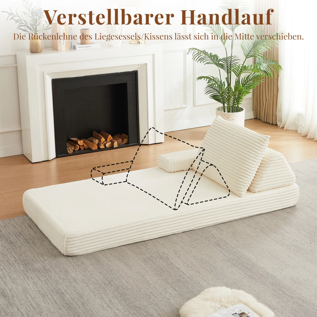 DIVANO Modulare 211 cm in velluto a coste Beige