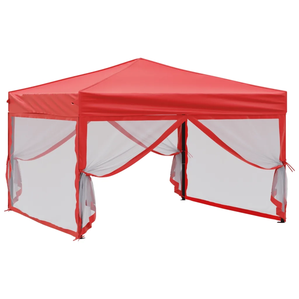Tenda per Feste Pieghevole con Pareti Laterali-Tenda Gazebo Rosso 3x3 m 809947