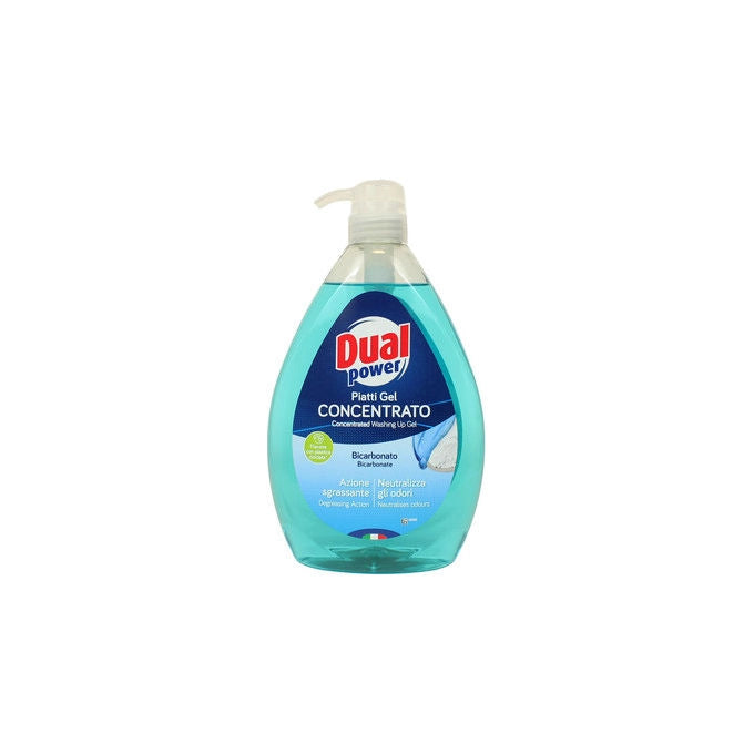 Dual Power, Detersivo Piatti Gel Concentrato, Bicarbonato e Salvia, Profumo Limone