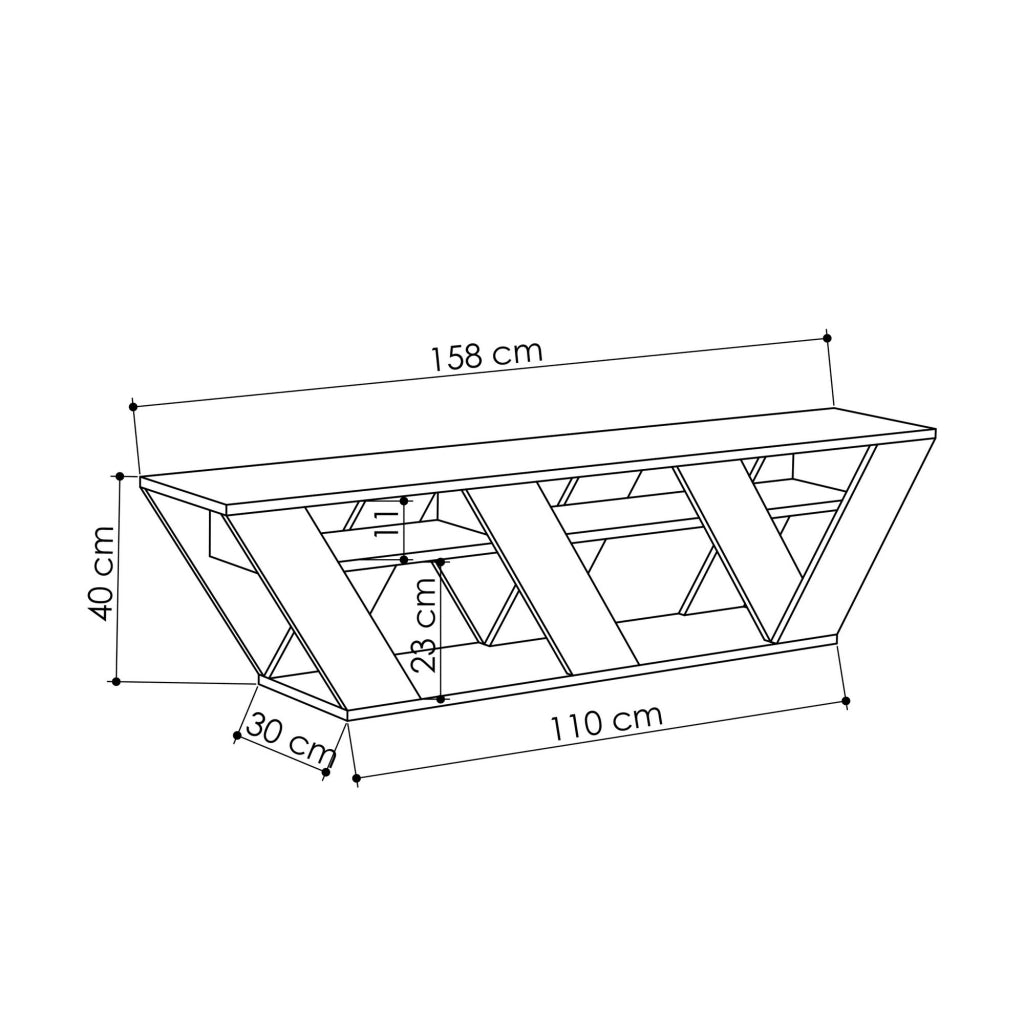Porta TV in legno "Ralla" - 158 x 30 x 40 cm - Antracite