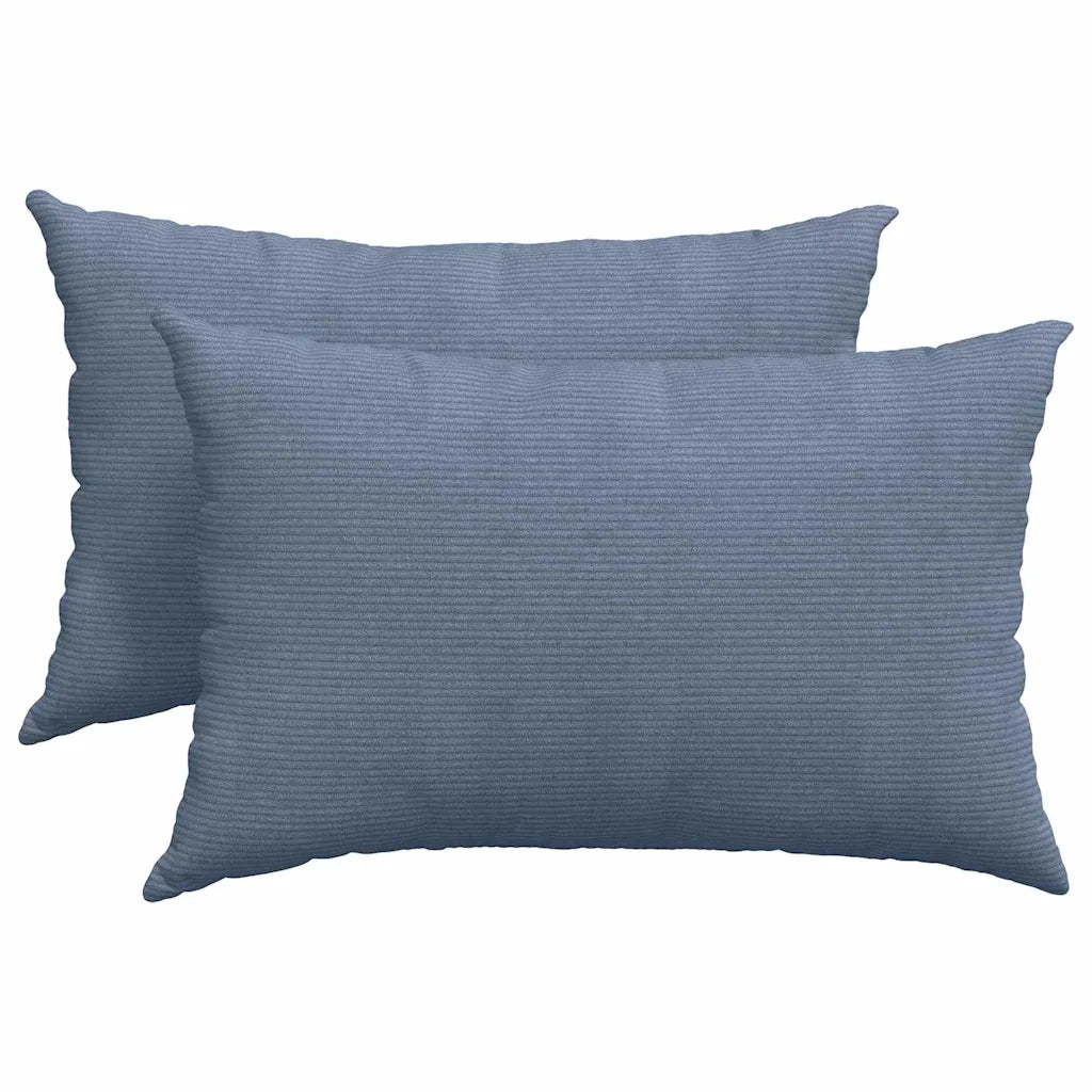 Cuscini da Divano 2 pz | Cuscini per sedie Blu 60 x 40 cm Tessuto in Cords