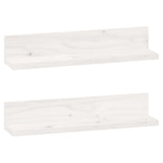 2 pz Mensole da Parete | Scaffali a Parete | Ripiano a parete Bianco 50x11x9cm Legno Massello di Pino