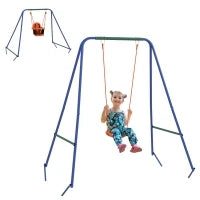 Altalena da Giardino 2 in 1 per Neonati e Bambini da 6 Mesi a 8 Anni, Arancione e Blu