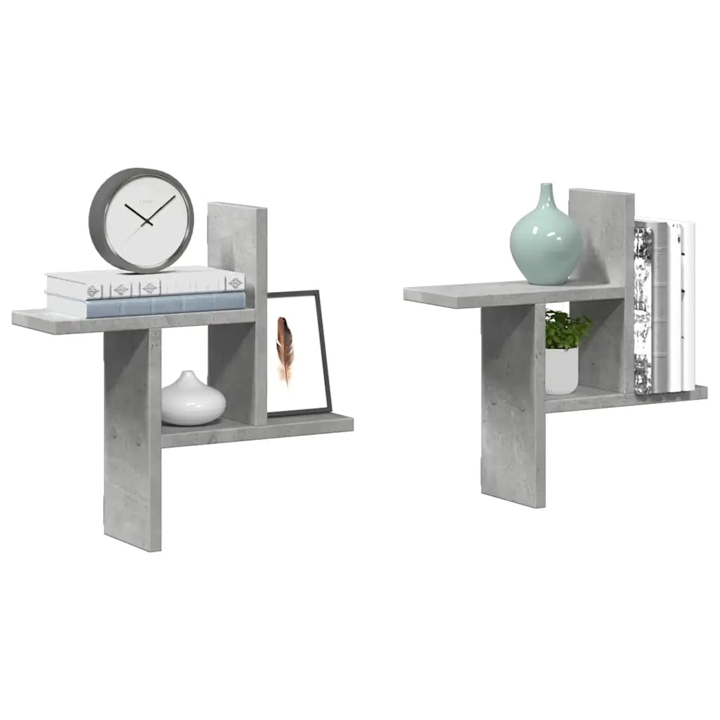 Mensole a Muro 2pz Grigio Cemento 38x12x38 cm in Truciolato 853248