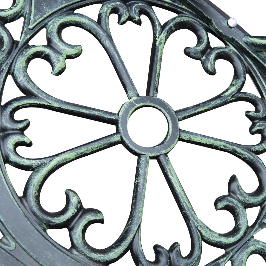 Panca da Giardino 2 Posti con Schienale Motivo Floreale e Dettagli Vintage in Metallo Verde Antico 100 x 54 x 78 cm