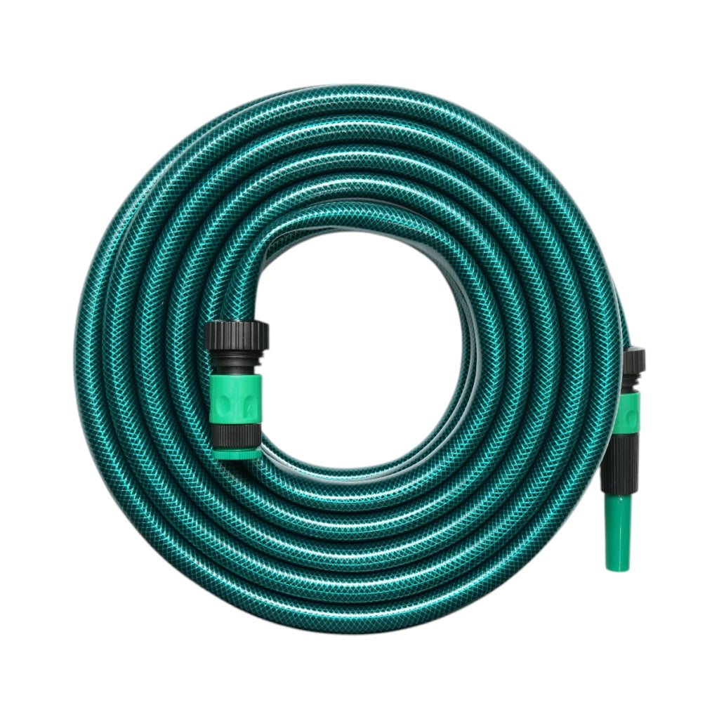 Set tubo da giardino in PVC intrecciato 3/4 pollice – 20 m, con ugello spruzzatore regolabile, connettori e adattatore rubinetto 3/4 pollice – Breckner Germany