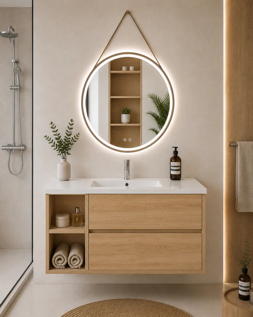 Mobile bagno con lavabo ORIGENBATH ZEUS senza specchio 100x45 cm Sinistra estepa