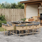 Set Pranzo da Giardino 11 pz con Cuscini Beige Misto Polyrattan 3211392