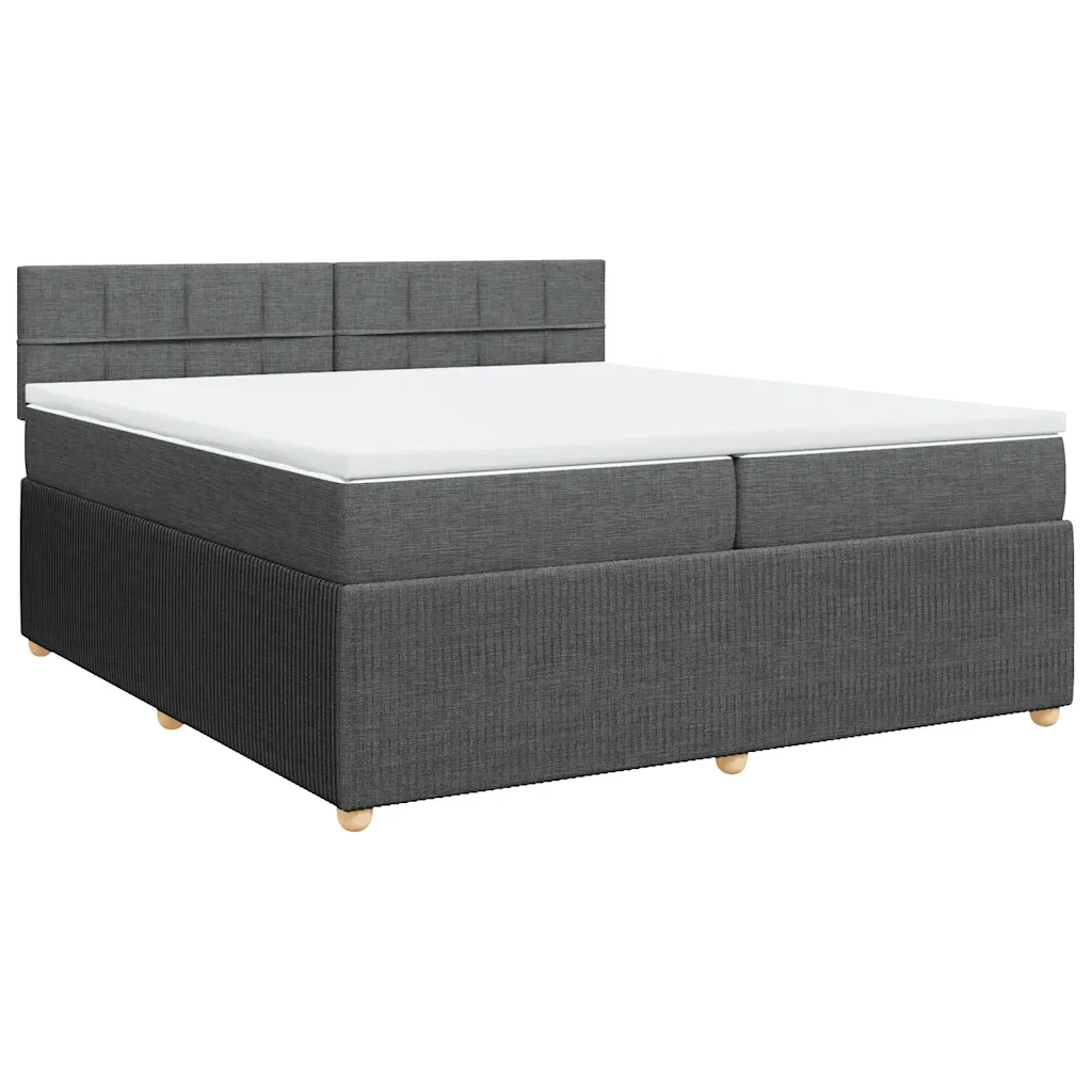 Giroletto a Molle con Materasso Grigio Scuro 200x200 cm Tessuto