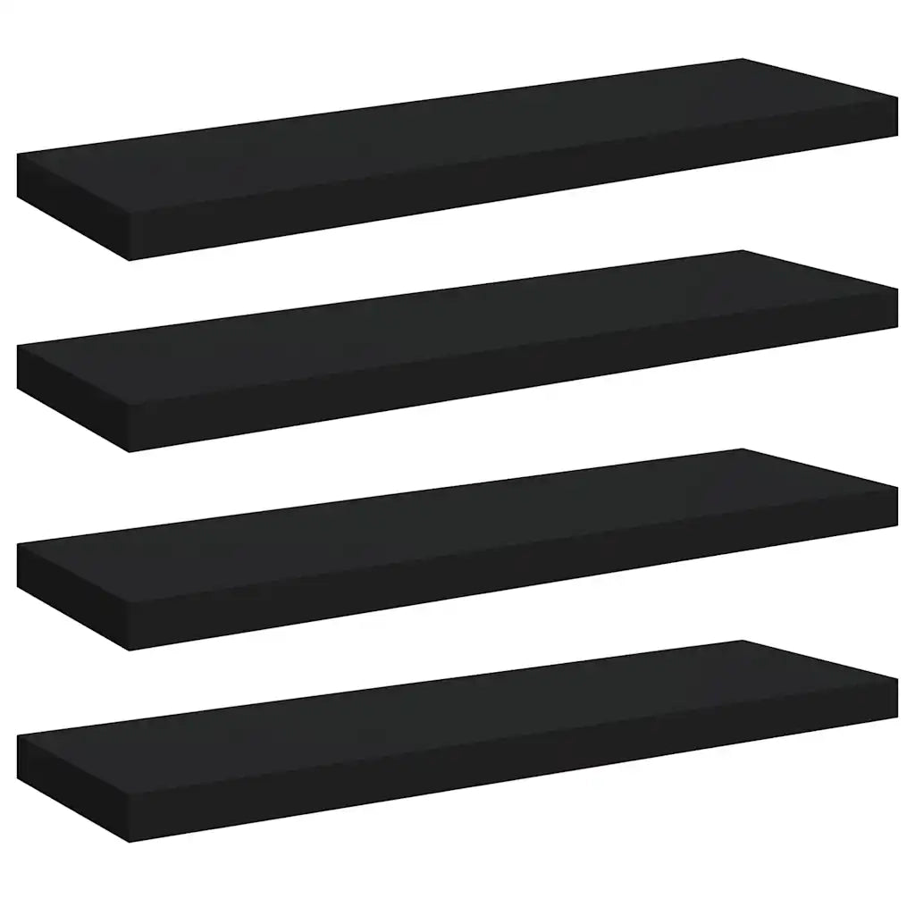 4 pz Scaffali a Parete | Ripiano a parete | Mensole a Parete Neri 80x23,5x3,8 cm in MDF