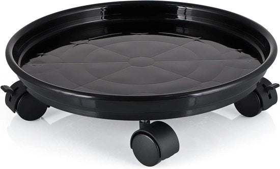 Carrello per piante 30 cm con ruote frenanti per contenitori pesanti di giardino - Capacità di carico 56 kg (Nero)