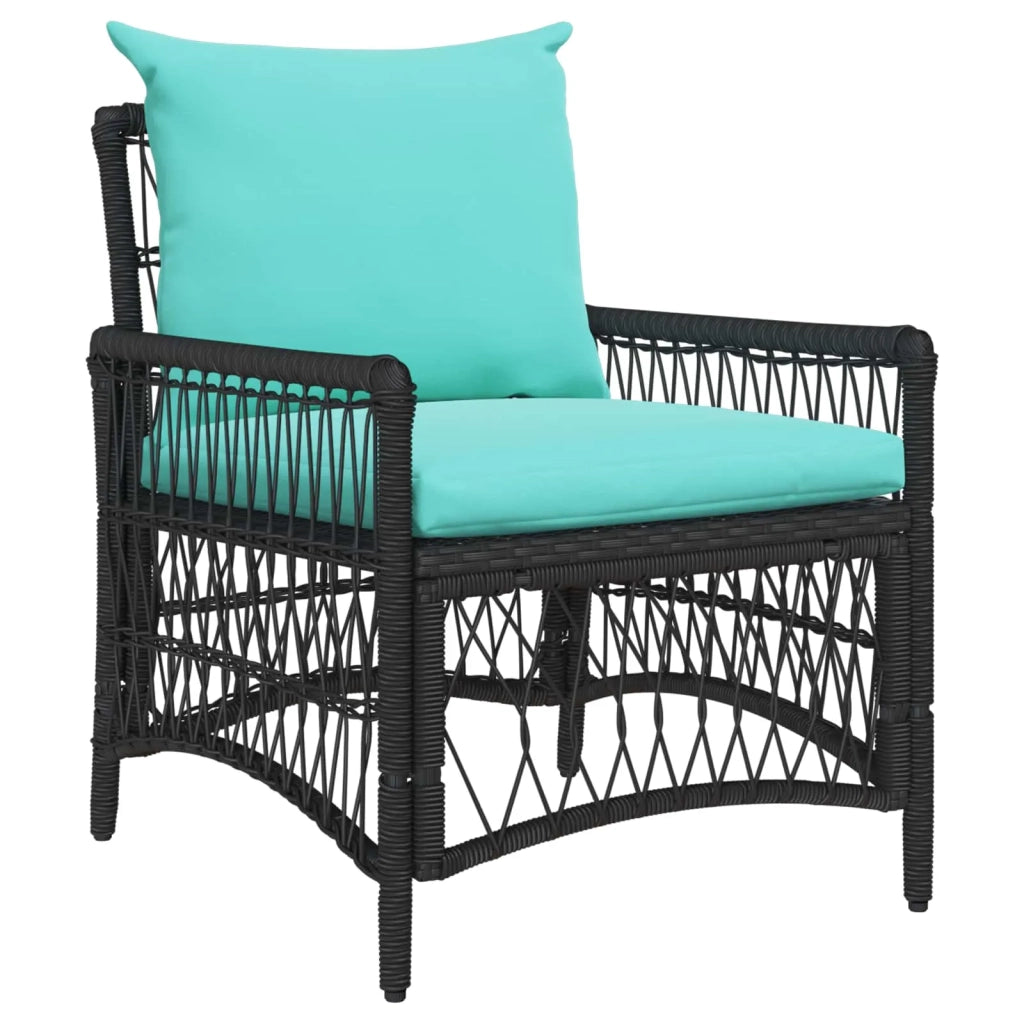 Sedia da Giardino | Sedie da Esterno con cuscino Nero 73 x 61 x 77 cm polyrattan