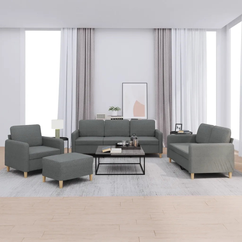 Set di Divani 4 pz con Cuscini Grigio Scuro in Tessutocod mxl 83281
