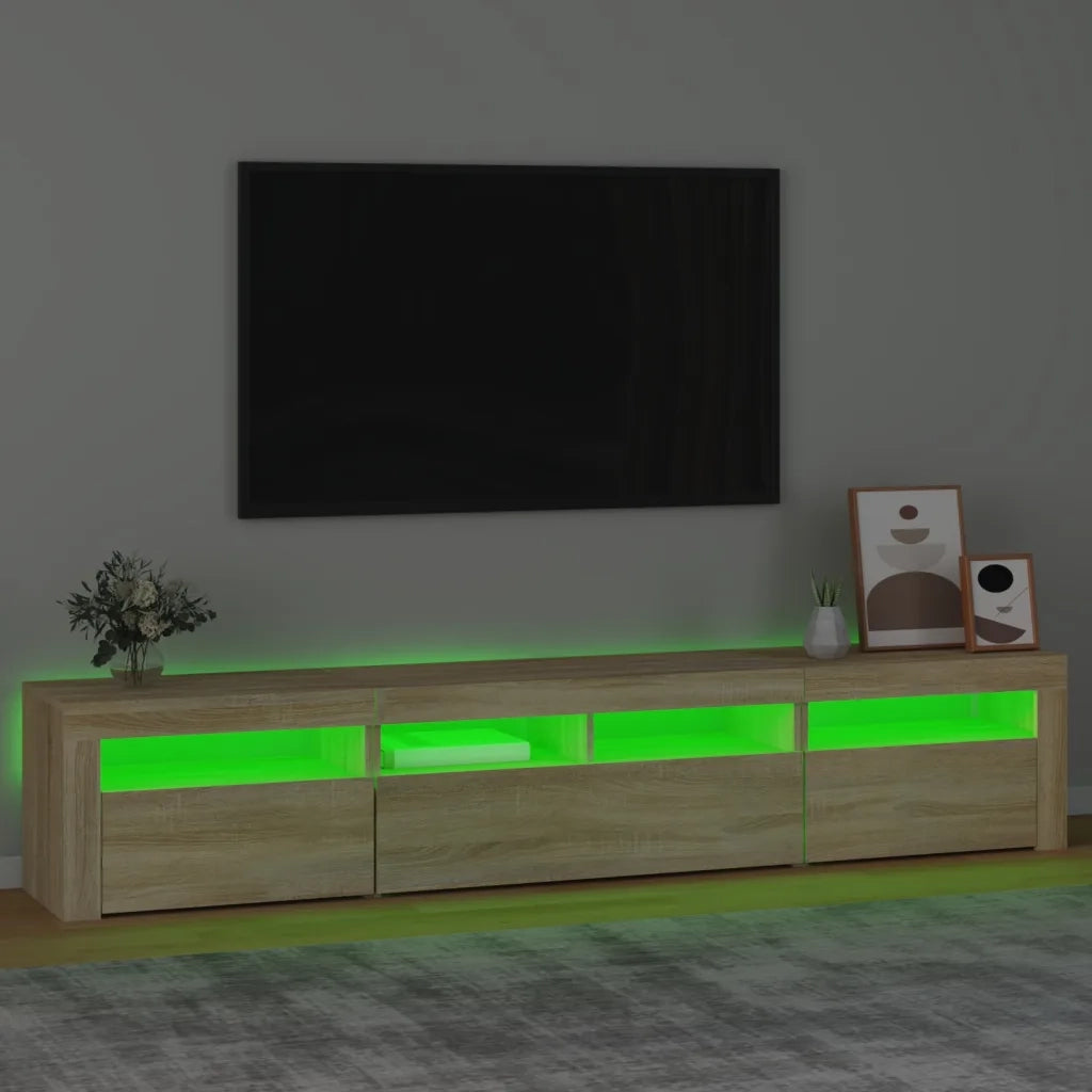 Mobile Porta TV con Luci LED Rovere Sonoma 210x35x40 cm 3152732