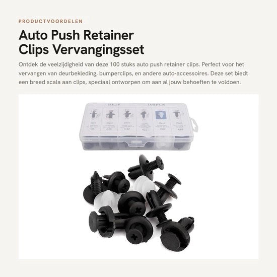 Clip di Retenzione Universali - 100 pezzi - Clip di Montaggio Auto - Materiale in Plastica Duratura - Kit di Ricambio - Per Copertine Porte/Clip di Bumper