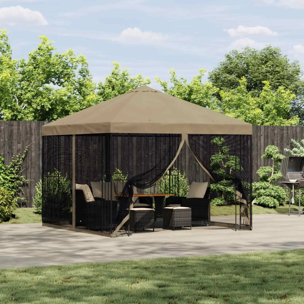 Gazebo da giardino con pareti laterali 3 x 3 m Beige
