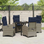 Set da Pranzo per Giardino con cuscino 5 pcs Grigio polyrattan