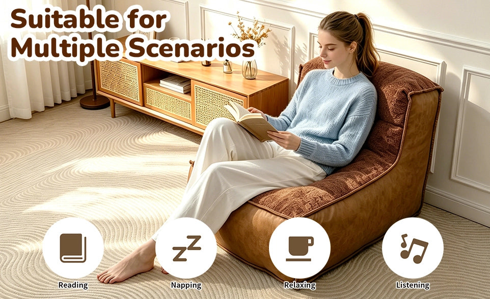 Poltrona marrone con schienale ergonomico e piano laterale integrato
