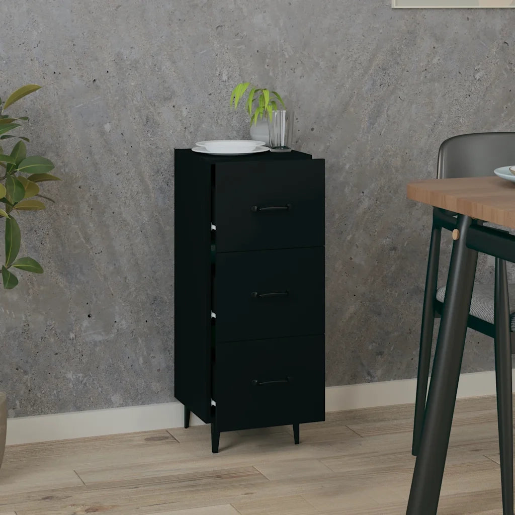 Credenza | Madia | Buffet da pranzo | Armadio da pranzo Nero 34,5x34x90 cm in Legno Multistrato