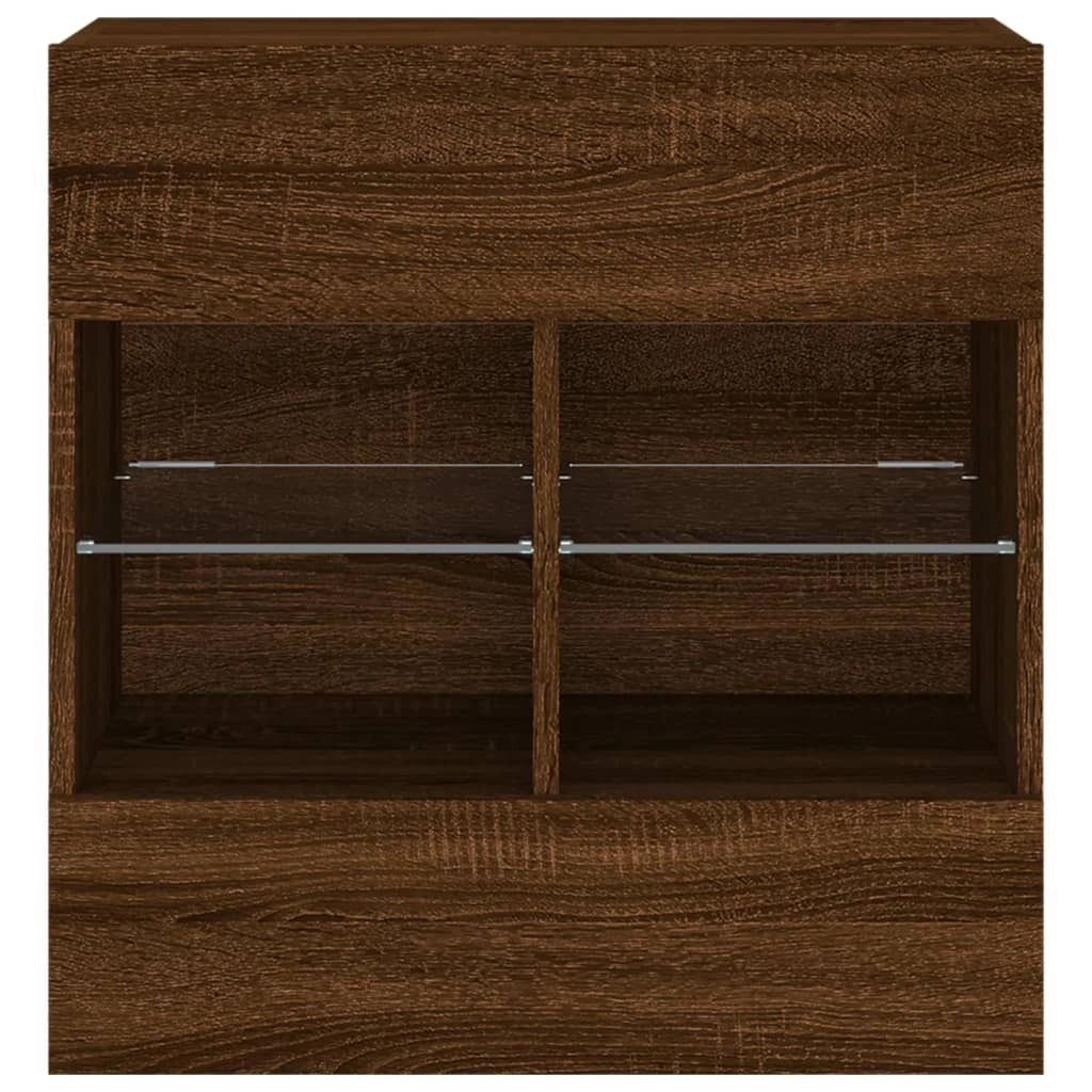Mobile TV multimediale mensola TV credenza mobile TV sala da pranzo soggiorno parete attrezzata per camera da letto con luci LED rovere 58,5 x 30 x 60,5 cm marrone 02_0027953