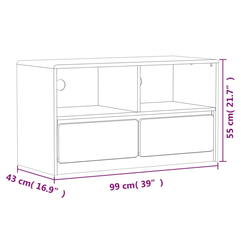 Mobile TV multimediale scaffale TV credenza mobile TV sala da pranzo soggiorno camera da letto rovere 99 x 43 x 55 cm legno di pino massiccio marrone 02_0028308