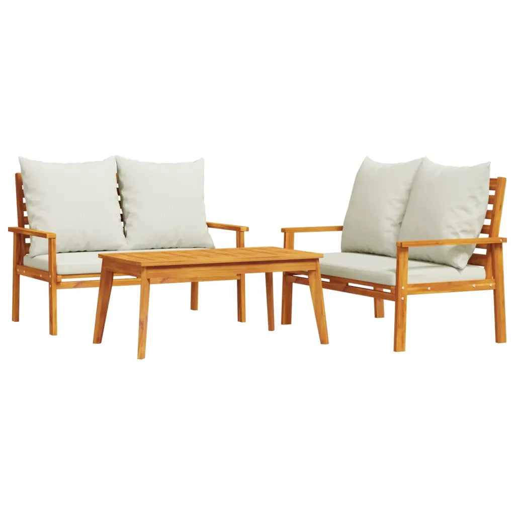 Set Mobili da Giardino 3pz con Cuscini Legno Massello di Acaciacod mxl 92118