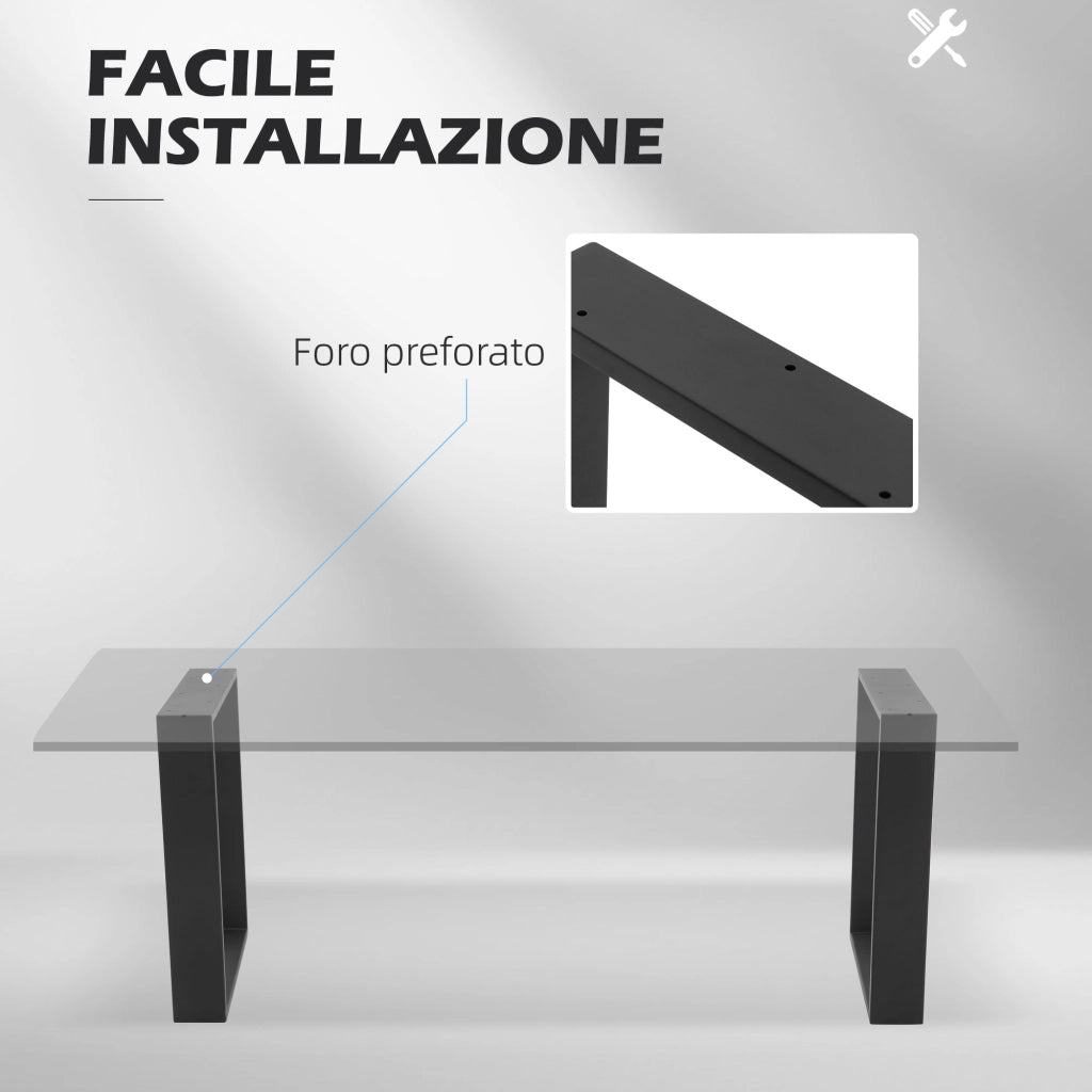 Gambe Tavolino Rettangolare ¨C Zephmum ¨C Stile Industriale Acciaio Nero 70x8x41 cm