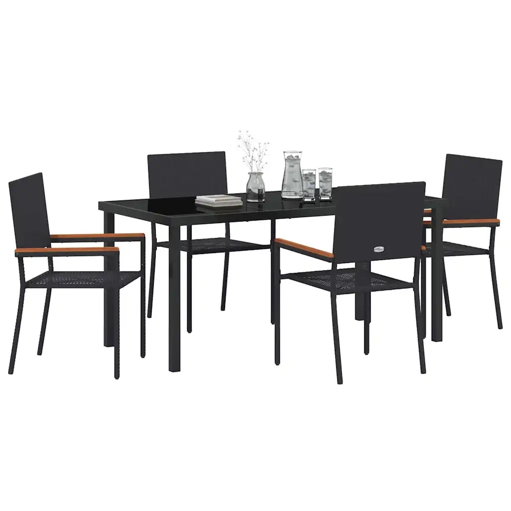 Set da Pranzo per Giardino con cuscino 5 pcs Nero polyrattan 3379705