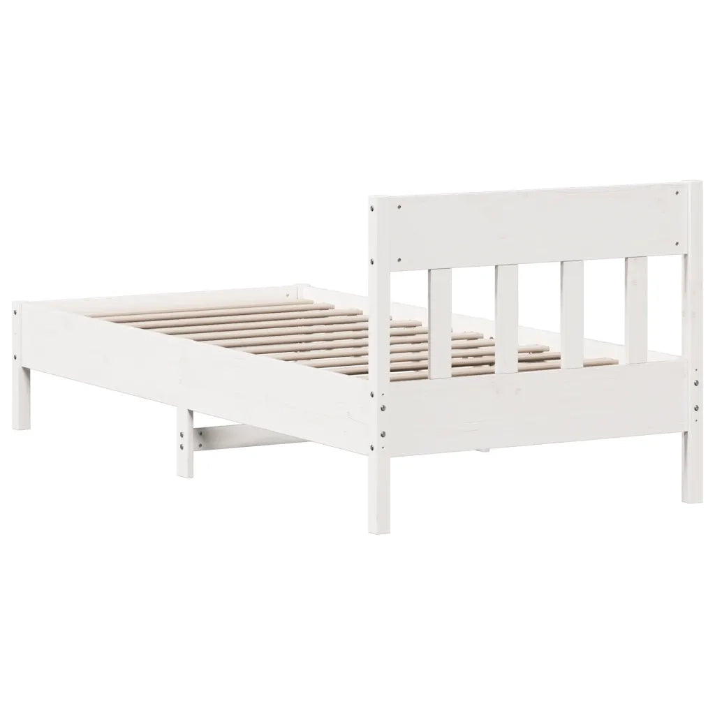 Letto singolo | Letto per adulti | Letto senza Materasso Bianco 90x200 cm Legno Massello di Pino