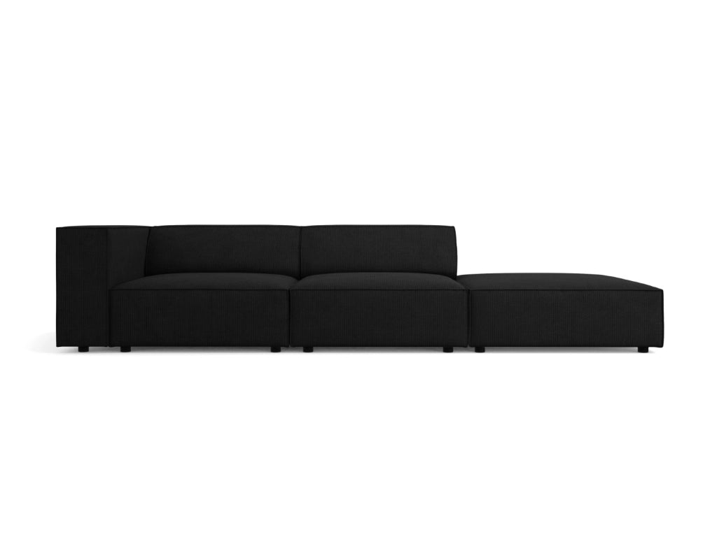 Cosmopolitan Design - Divano destro "Arendal" 4 posti in ciniglia con effetto a coste nero 