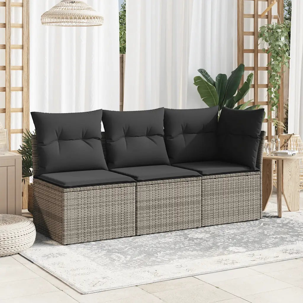 Divano Giardino Senza Braccioli con Cuscini Grigio Polyrattancod mxl 111112