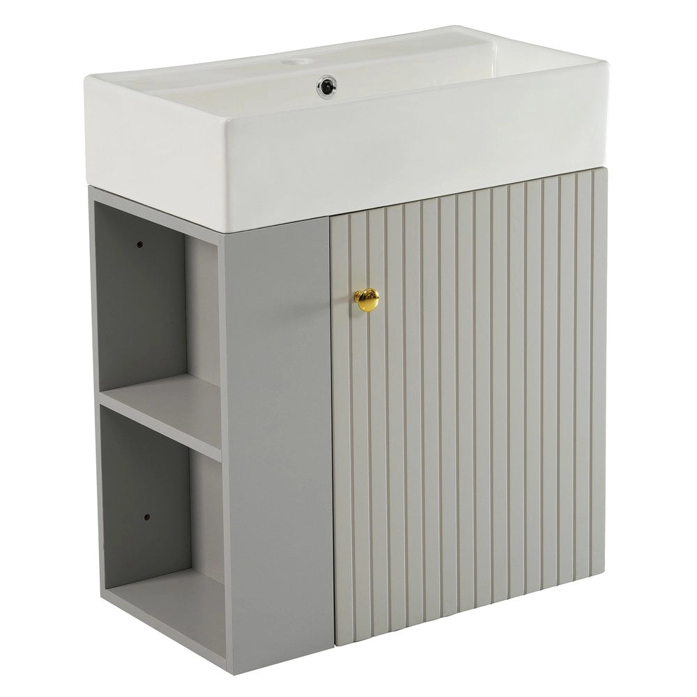 Mobile Bagno con Lavabo e Sottolavabo Pensile 55 cm ¨C Xylo ¨C Grigio Chiaro